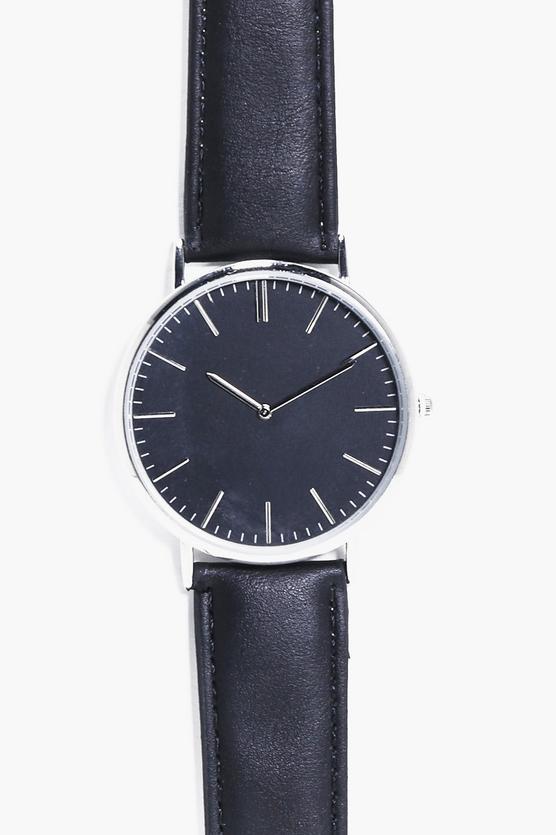 Classic Watch With Striped Grosgrain Strap